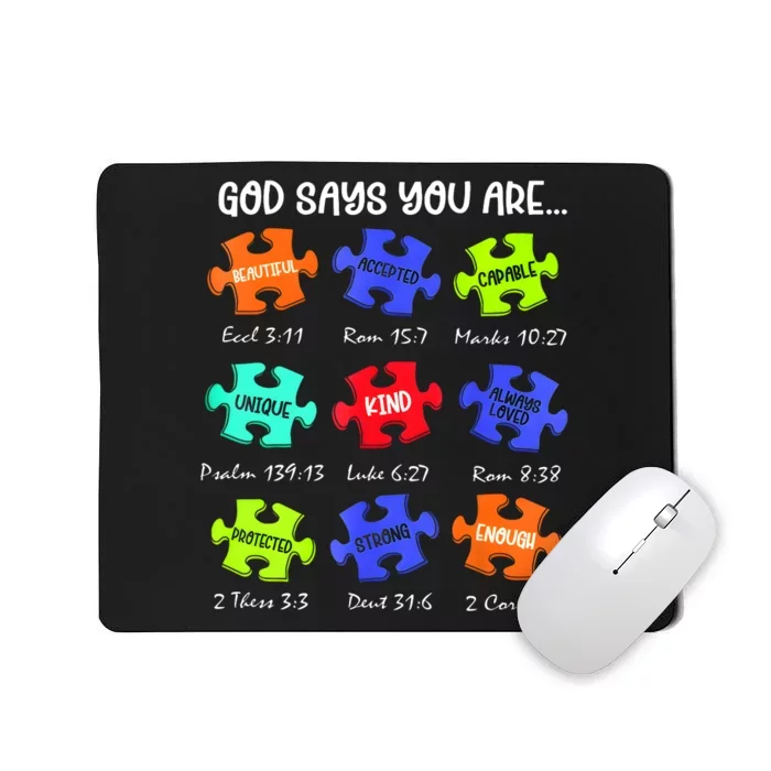 God Says I Am Autism Awareness Retro Be Kind Mousepad