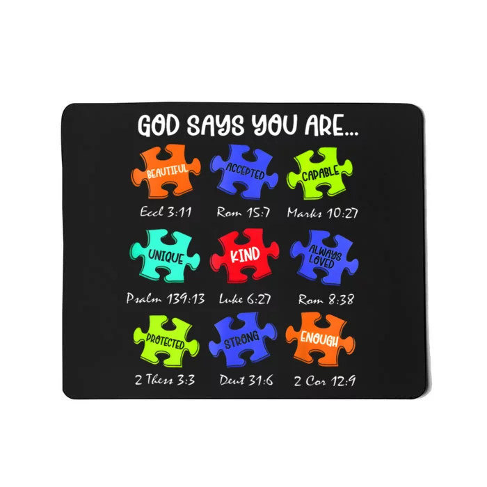 God Says I Am Autism Awareness Retro Be Kind Mousepad