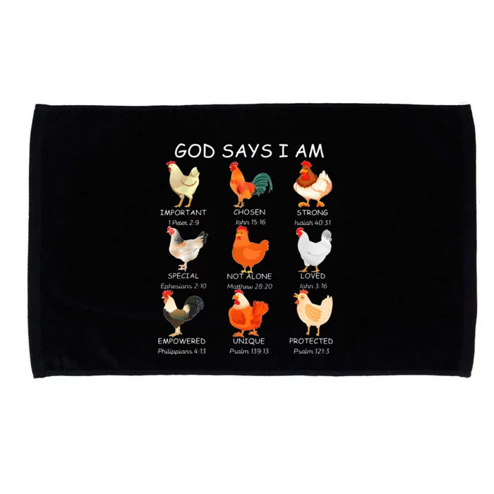 God Says I Am Bible Verse Christian Farm Chickens Religious Microfiber Hand Towel