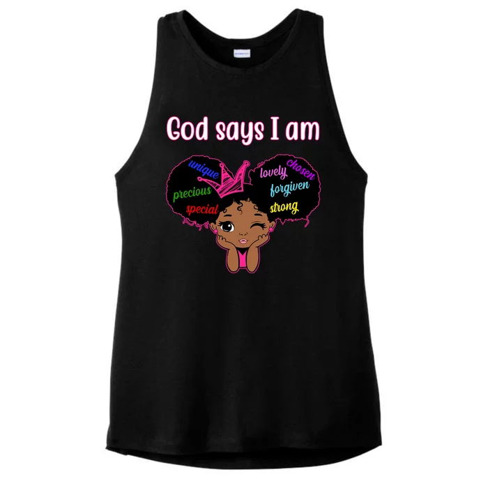 God Say I Am Black Female Ladies Tri-Blend Wicking Tank