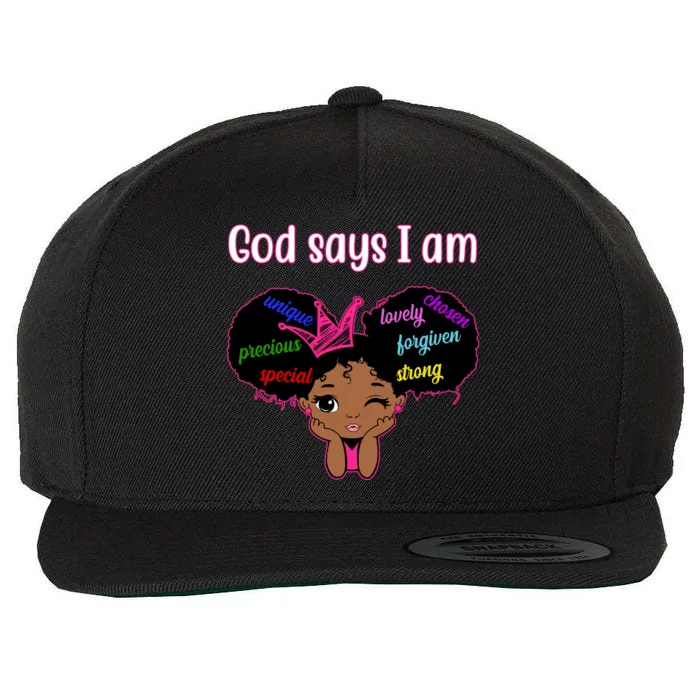 God Say I Am Black Female Wool Snapback Cap