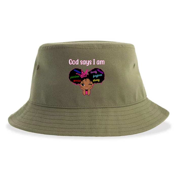 God Say I Am Black Female Sustainable Bucket Hat