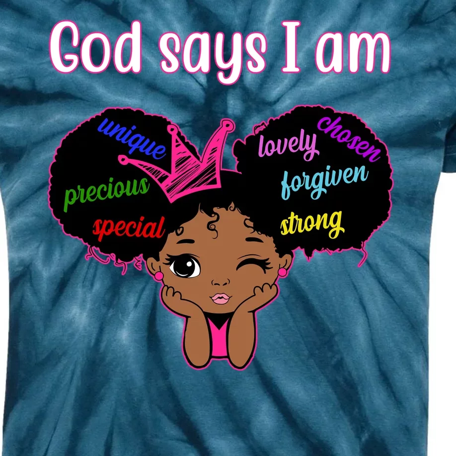 God Say I Am Black Female Kids Tie-Dye T-Shirt