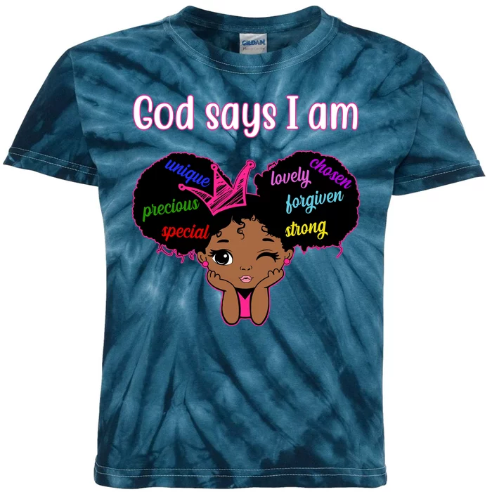 God Say I Am Black Female Kids Tie-Dye T-Shirt