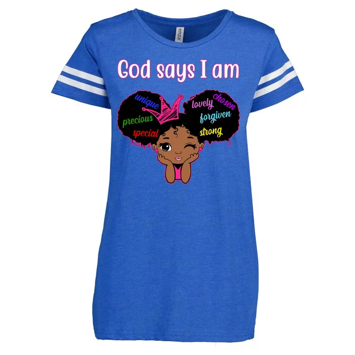 God Say I Am Black Female Enza Ladies Jersey Football T-Shirt