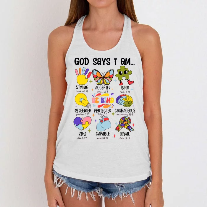 God Says I Am.. Christian Inspiration Retro Natural Infant Women's Knotted Racerback Tank