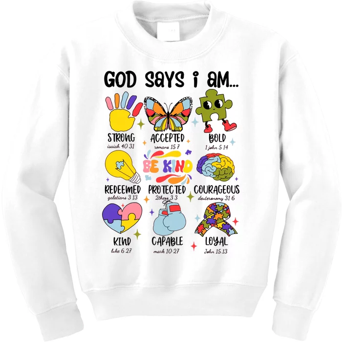 God Says I Am.. Christian Inspiration Retro Natural Infant Kids Sweatshirt