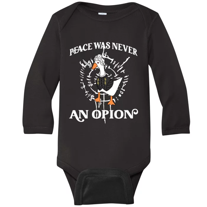 Goose Astarion Peace was an Never Option Baby Long Sleeve Bodysuit