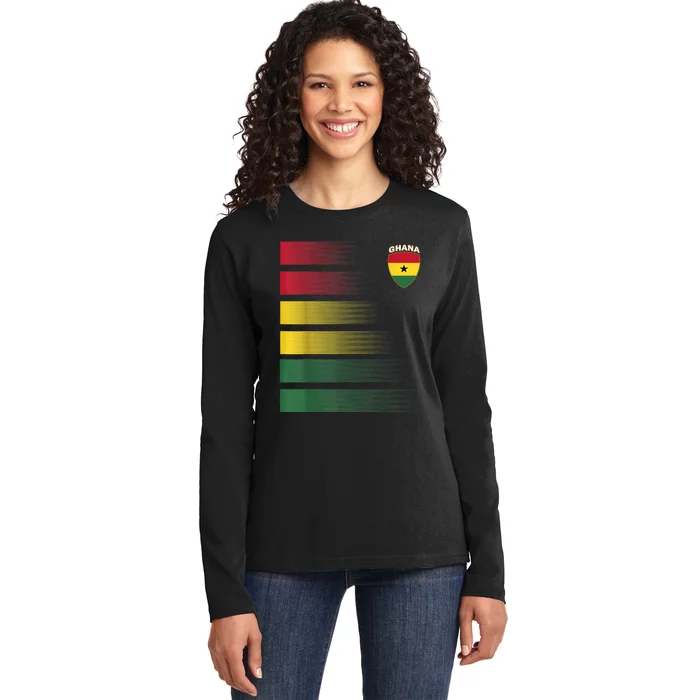 Ghanian Soccer Jersey Ghana Football Ghana Flag Ladies Long Sleeve Shirt