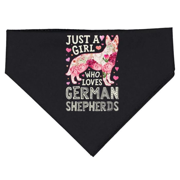 German Shepherd Just A Who Loves Dog Flower Floral USA-Made Doggie Bandana