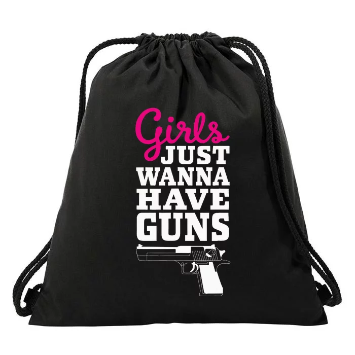 Gun Saying Just Wanna Have Guns Drawstring Bag