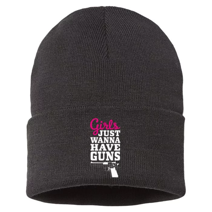 Gun Saying Just Wanna Have Guns Sustainable Knit Beanie