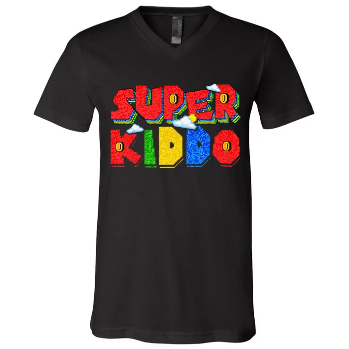 Gamer Super Kiddo Funny Gamer Outfits Funny Gift For Kiddo V-Neck T-Shirt