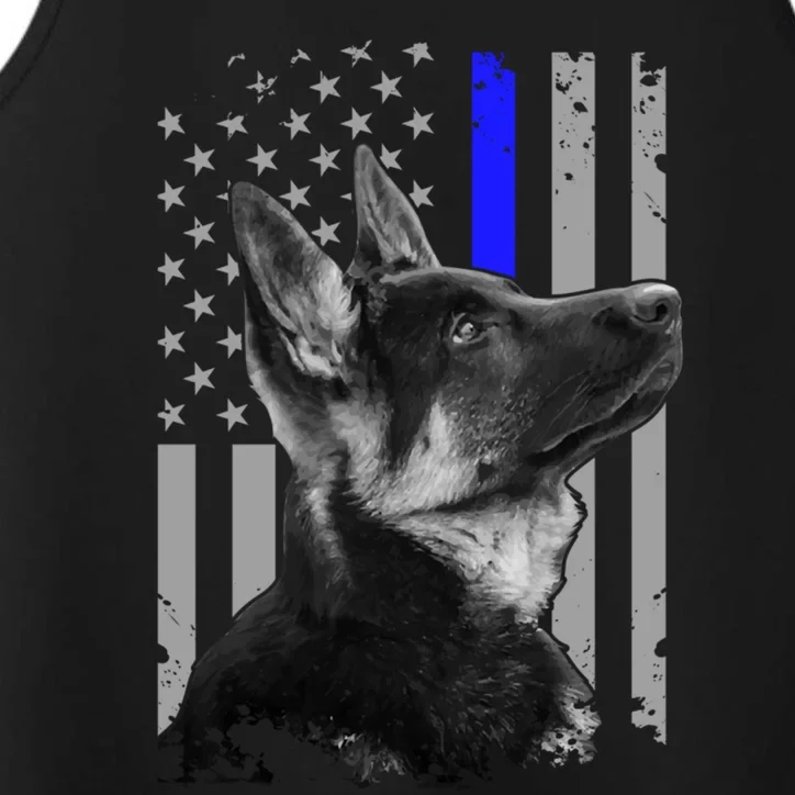 Ger Shepherd K9 Unit Thin Blue Line Flag Police Gift Performance Tank