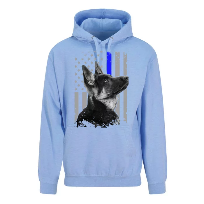 Ger Shepherd K9 Unit Thin Blue Line Flag Police Gift Unisex Surf Hoodie