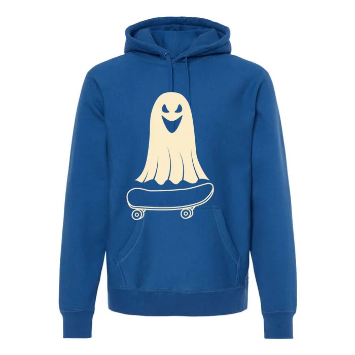 Ghost Skateboard Lazy Halloween Costume Funny Skateboarding Meaningful Gift Premium Hoodie