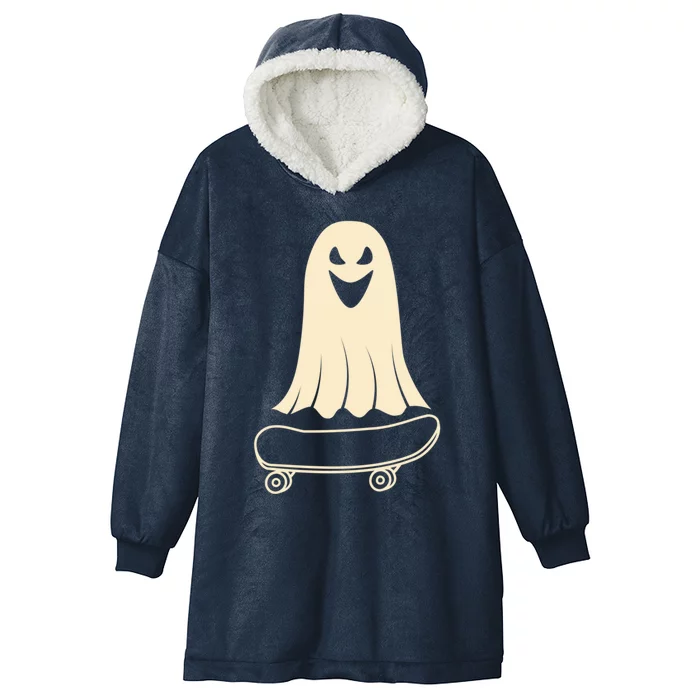 Ghost Skateboard Lazy Halloween Costume Funny Skateboarding Meaningful Gift Hooded Wearable Blanket