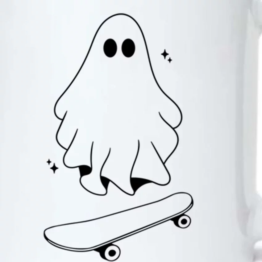 Ghost Skateboard Lazy Halloween Costume Funny Skateboarding Gift Black Color Changing Mug