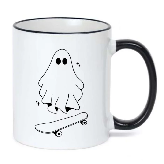 Ghost Skateboard Lazy Halloween Costume Funny Skateboarding Gift Black Color Changing Mug