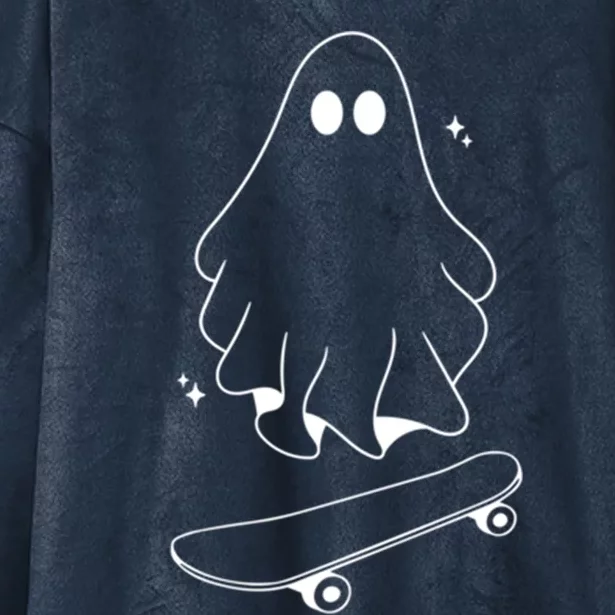 Ghost Skateboard Lazy Halloween Costume Funny Skateboarding Gift Hooded Wearable Blanket