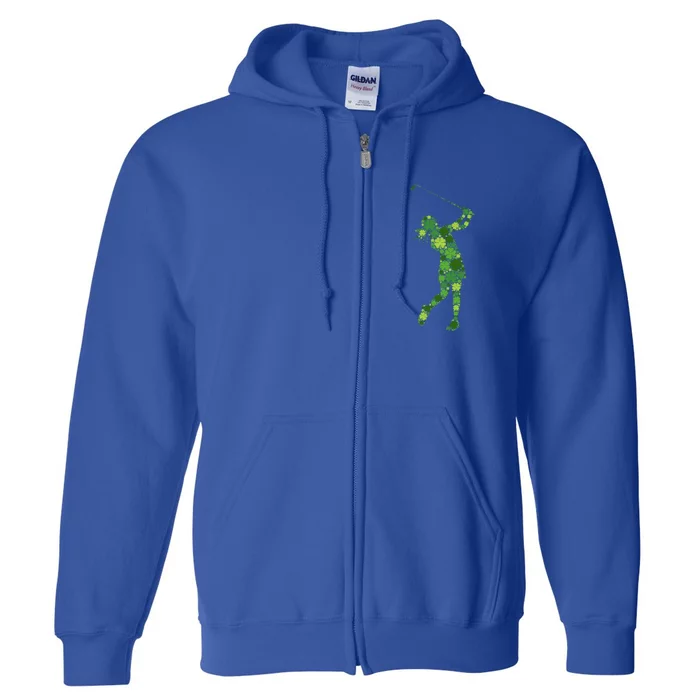 Golf Swing Lucky Green Shamrock Clover Cool Gift St Patricks Day Gift Full Zip Hoodie