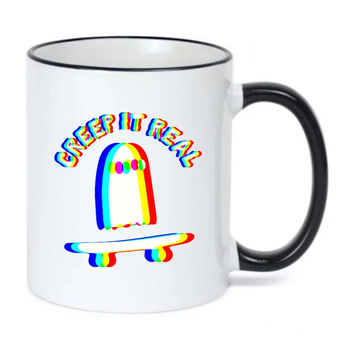 Ghost Skateboard Lazy Halloween Creep It Real Ghost Funny Gift Black Color Changing Mug