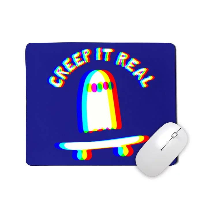 Ghost Skateboard Lazy Halloween Creep It Real Ghost Funny Gift Mousepad