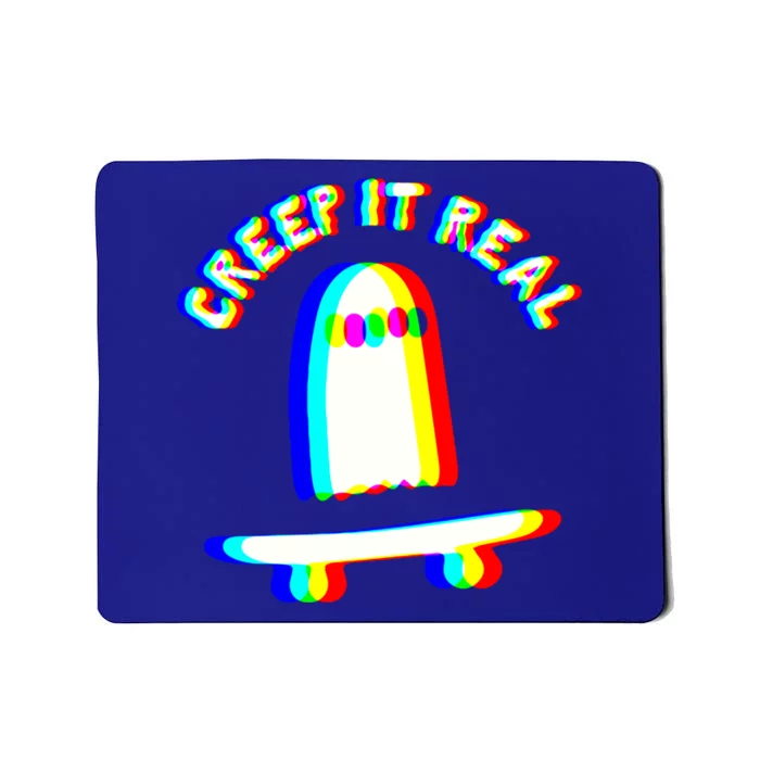 Ghost Skateboard Lazy Halloween Creep It Real Ghost Funny Gift Mousepad