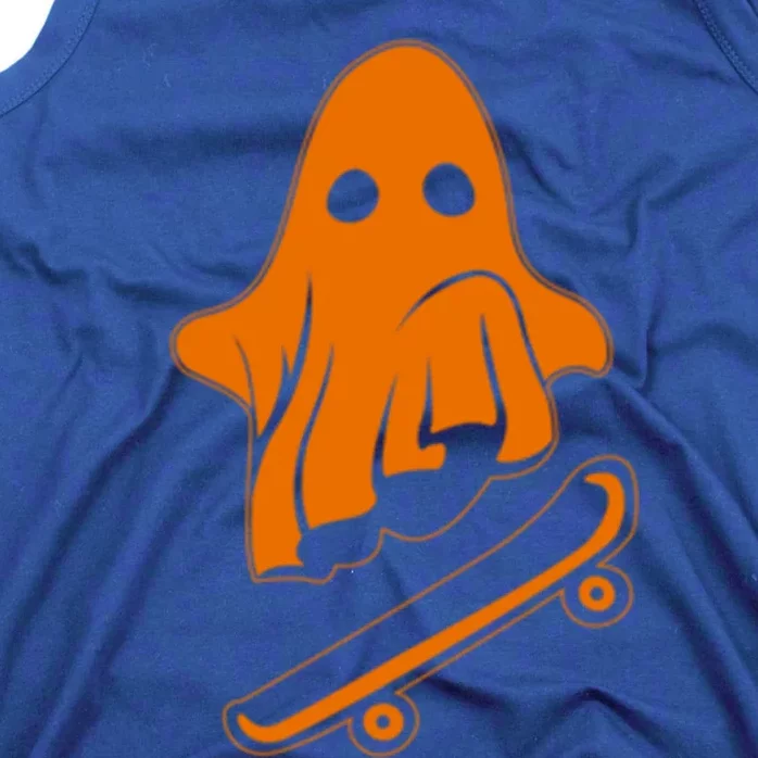 Ghost Skateboard Lazy Halloween Costume Funny Skateboarding Gift Tank Top