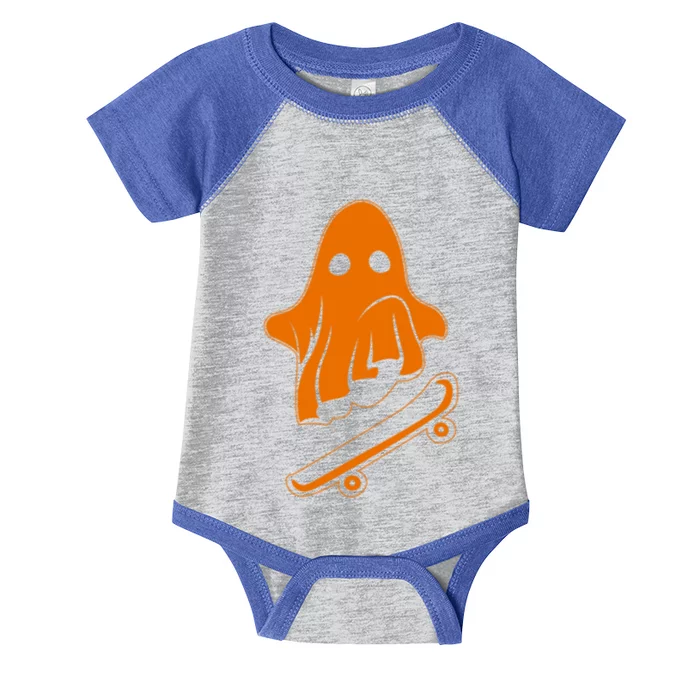 Ghost Skateboard Lazy Halloween Costume Funny Skateboarding Gift Infant Baby Jersey Bodysuit