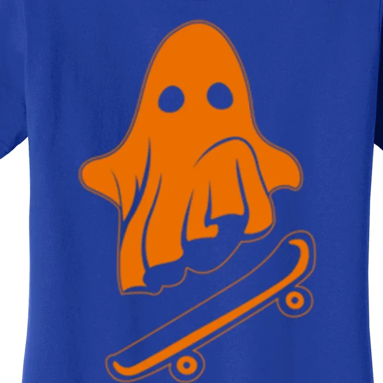 Ghost Skateboard Lazy Halloween Costume Funny Skateboarding Gift Women's T-Shirt