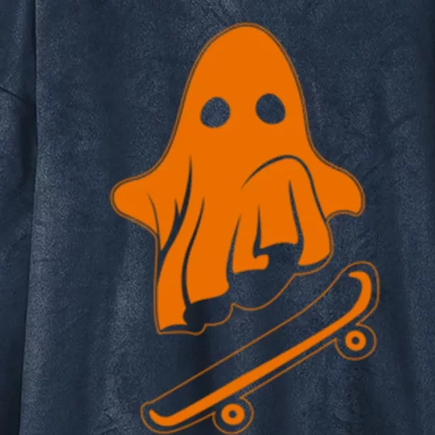 Ghost Skateboard Lazy Halloween Costume Funny Skateboarding Gift Hooded Wearable Blanket