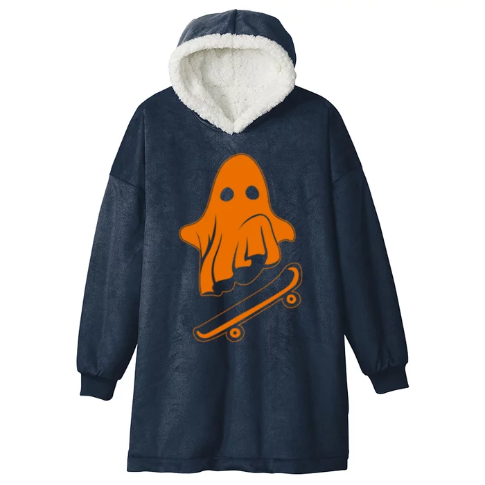 Ghost Skateboard Lazy Halloween Costume Funny Skateboarding Gift Hooded Wearable Blanket