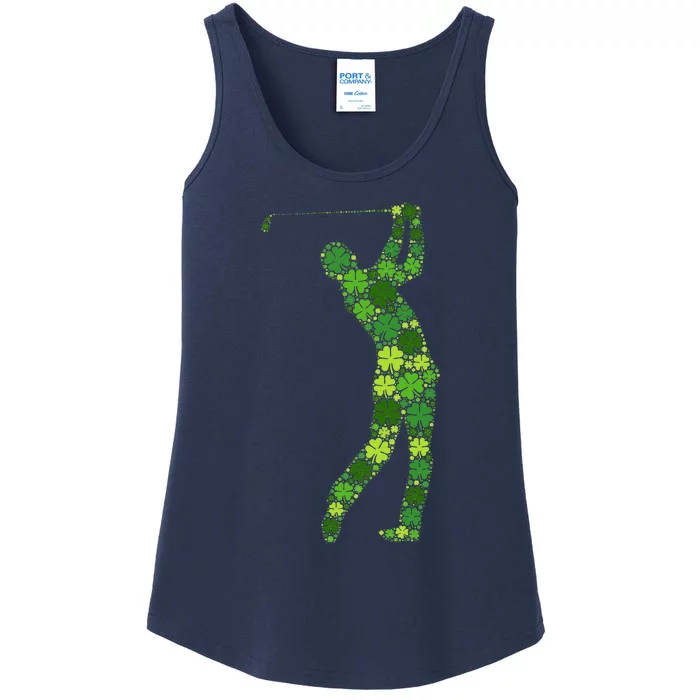 Golf Swing Lucky Green Shamrock Clover St Patricks Day Ladies Essential Tank