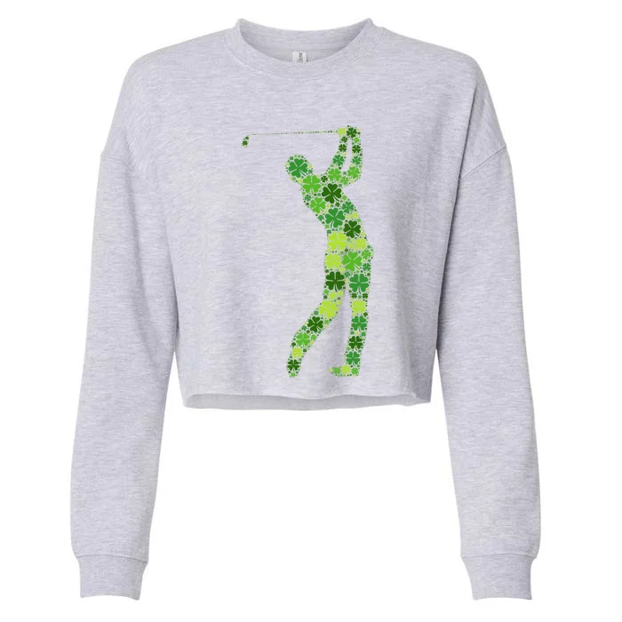 Golf Swing Lucky Green Shamrock Clover St Patricks Day Cropped Pullover Crew