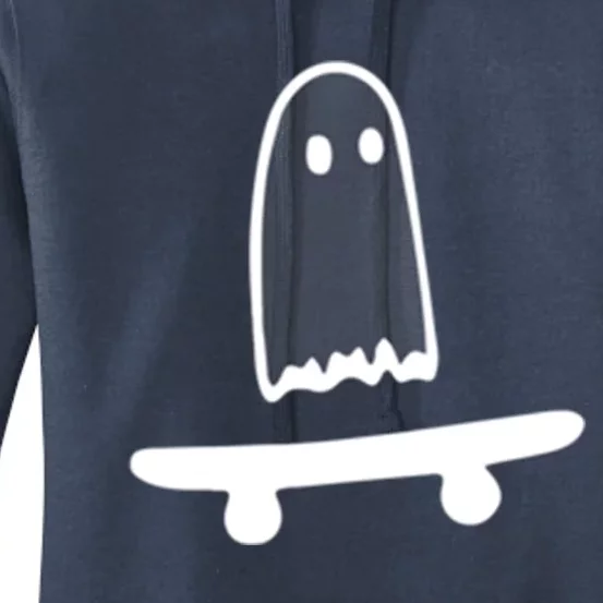 Ghost Skateboard Lazy Halloween Costume Funny Skateboarding Cute Gift Women's Pullover Hoodie