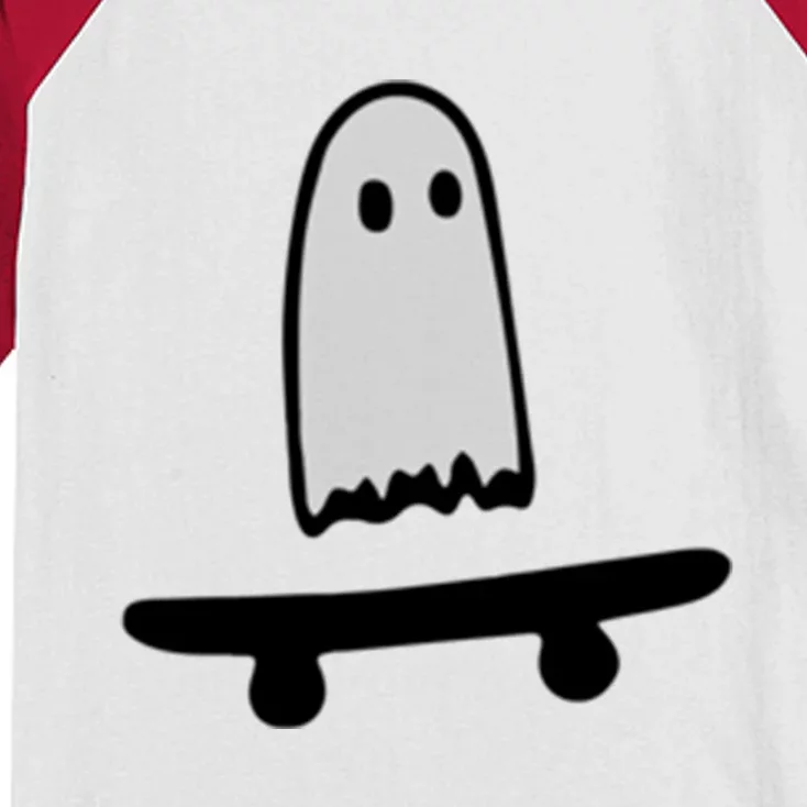 Ghost Skateboard Lazy Halloween Costume Funny Skateboarding Cute Gift Kids Colorblock Raglan Jersey