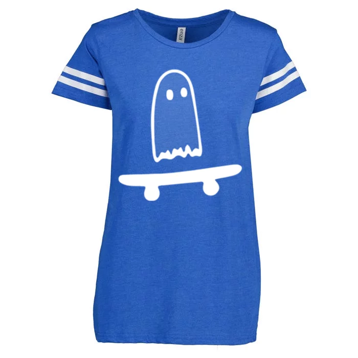 Ghost Skateboard Lazy Halloween Costume Funny Skateboarding Cute Gift Enza Ladies Jersey Football T-Shirt