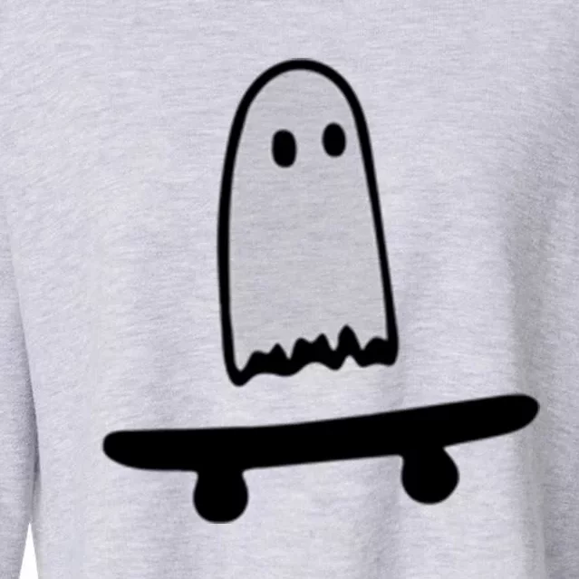 Ghost Skateboard Lazy Halloween Costume Funny Skateboarding Cute Gift Cropped Pullover Crew