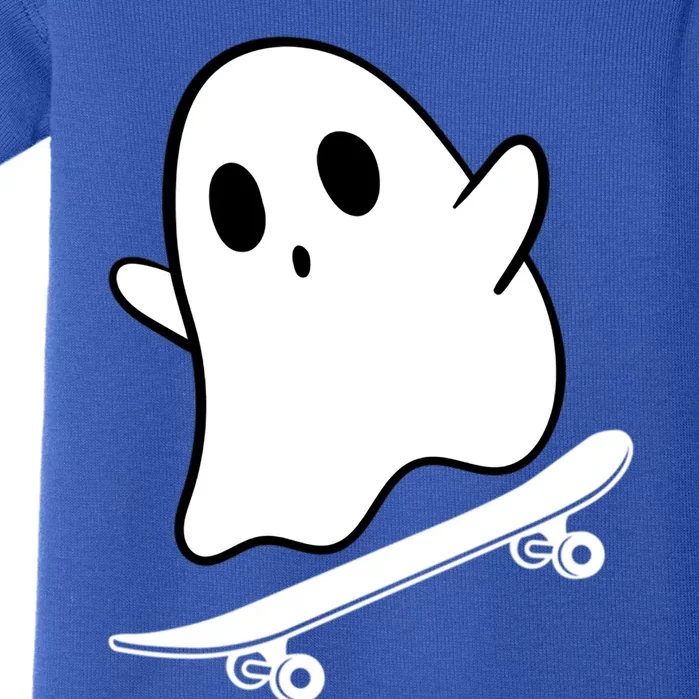 Ghost Skateboard Lazy Halloween Costume Funny Skateboarding Gift Baby Bodysuit