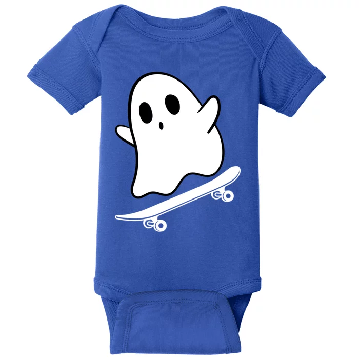 Ghost Skateboard Lazy Halloween Costume Funny Skateboarding Gift Baby Bodysuit