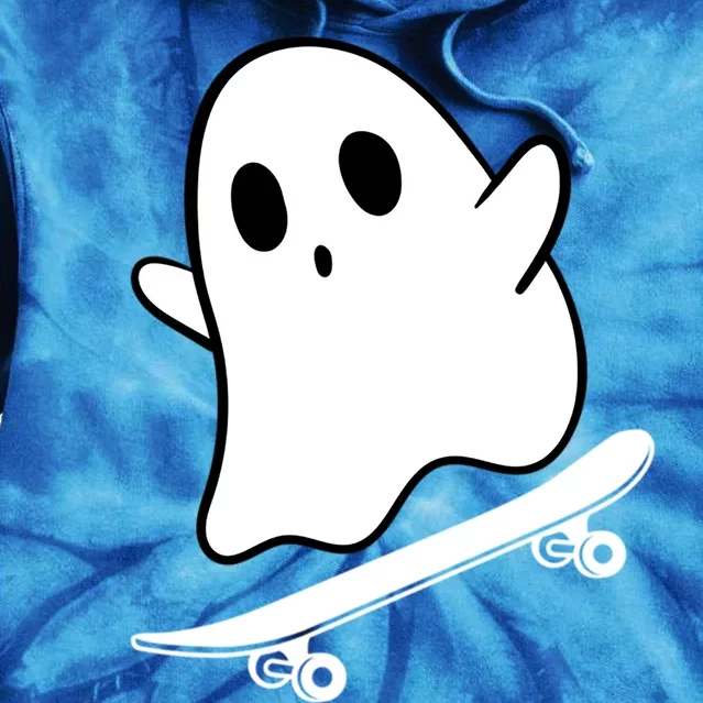 Ghost Skateboard Lazy Halloween Costume Funny Skateboarding Gift Tie Dye Hoodie