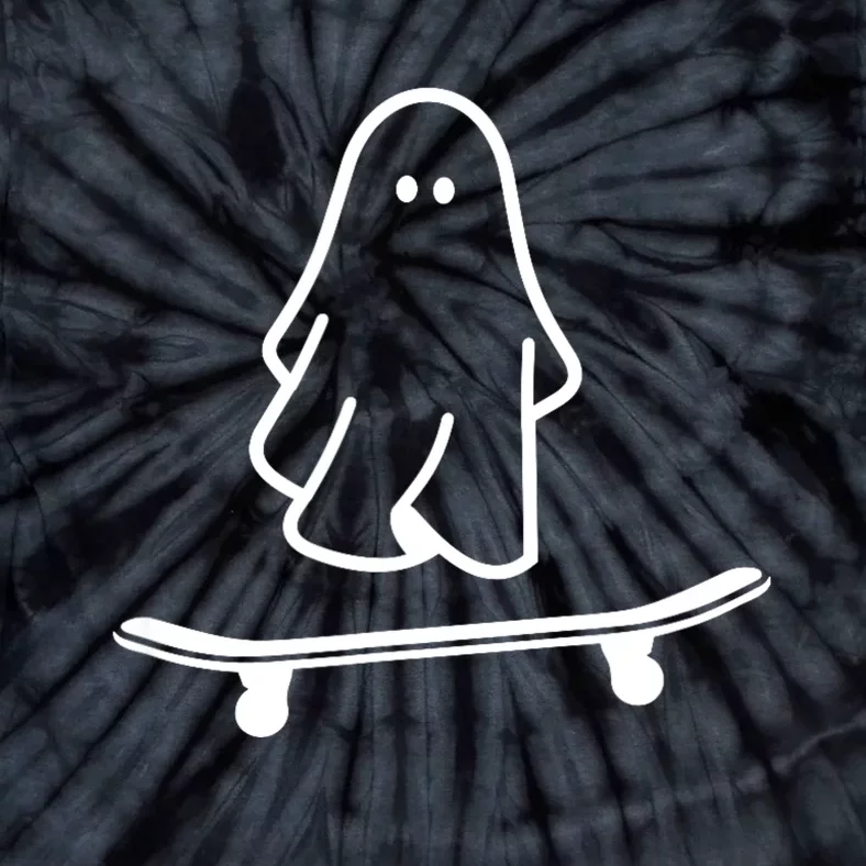 Ghost Skateboard Lazy Halloween Costume Funny Skateboarding Tie-Dye T-Shirt