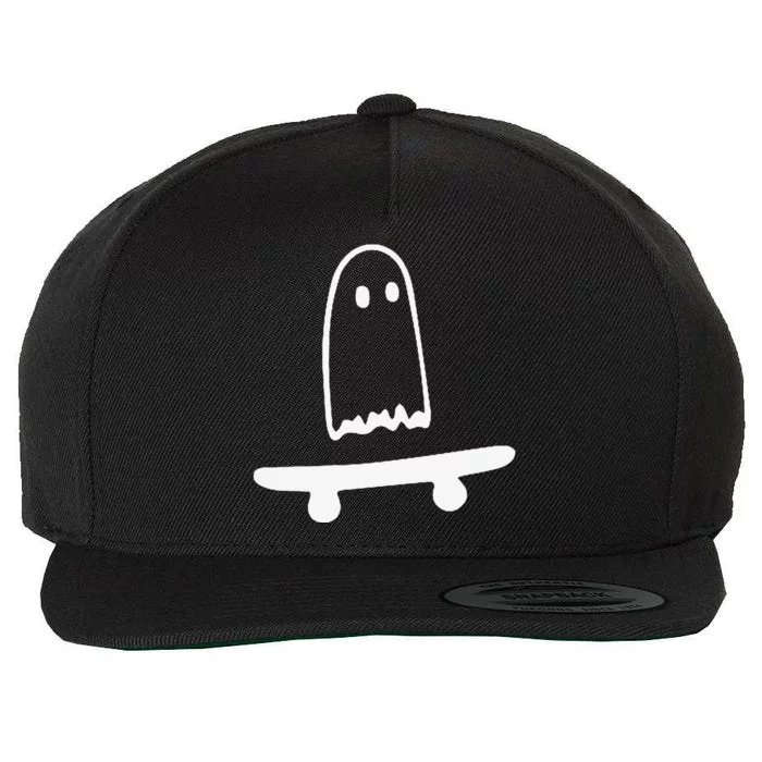 Ghost Skateboard Lazy Halloween Costume Funny Skateboarding Wool Snapback Cap