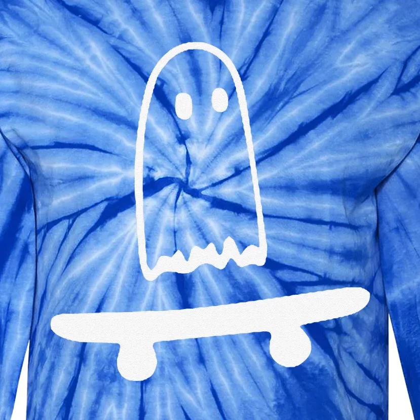 Ghost Skateboard Lazy Halloween Costume Funny Skateboarding Tie-Dye Long Sleeve Shirt