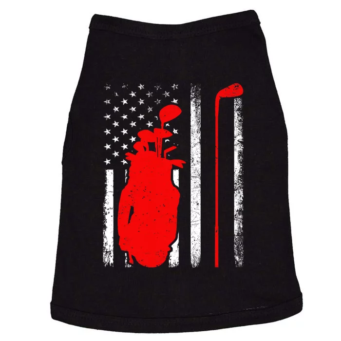 Golf Sports Lover American Flag Golf 4th Of July Doggie Tank