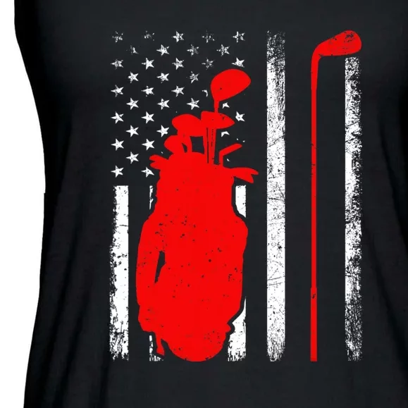 Golf Sports Lover American Flag Golf 4th Of July Ladies Essential Flowy Tank