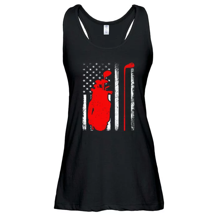 Golf Sports Lover American Flag Golf 4th Of July Ladies Essential Flowy Tank