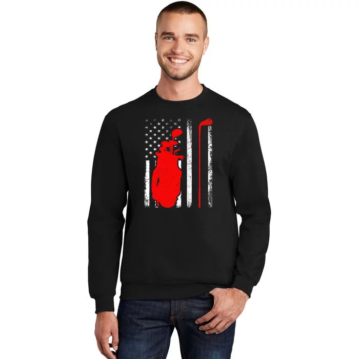 Golf Sports Lover American Flag Golf 4th Of July Tall Sweatshirt