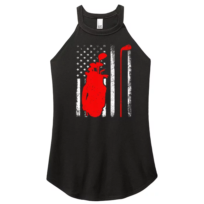 Golf Sports Lover American Flag Golf 4th Of July Women’s Perfect Tri Rocker Tank